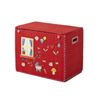 Rice Dk Small Foldable Red House Raffia Toy Basket